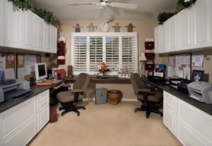 White Office in Raised Panel-Two Workstations